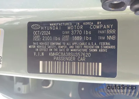 2025 Hyundai Venue Limited из США, поврежденный, VIN KMHRC8A38SU357620